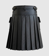 Plain Black Leather Kilt Back