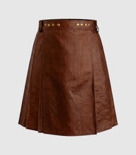Plain Brown Leather Kilt Front