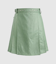 Plain Light Green Leather Kilt Front