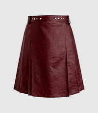 Plain Maroon Leather Kilt Front