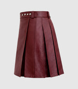 Plain Maroon Leather Kilt Left Side