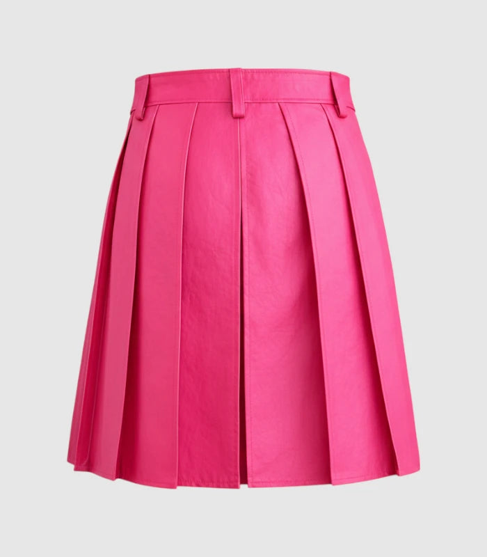 Plain Pink Leather Kilt Back