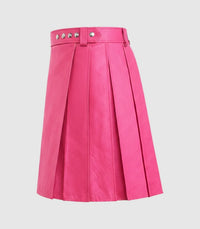 Plain Pink Leather Kilt left Side