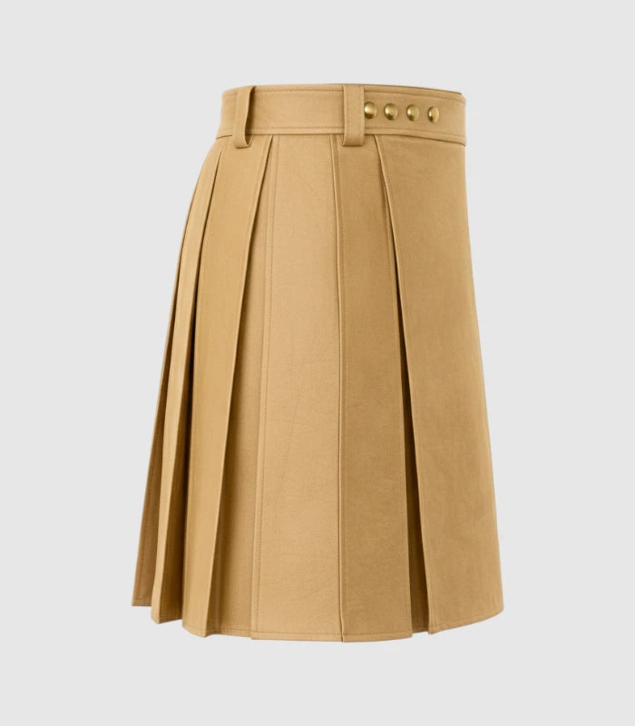 Plain Tan Leather Kilt Right Side