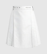Plain White Leather Kilt Front
