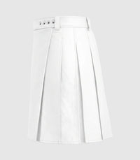 Plain White Leather Kilt Left Side