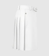 Plain White Leather Kilt Right Side