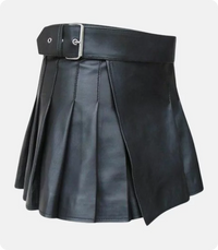 Premium Quality Black Leather Kilt Front