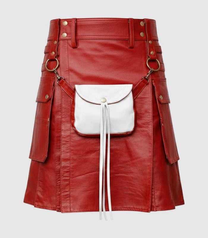 Red Leather Kilt Front 