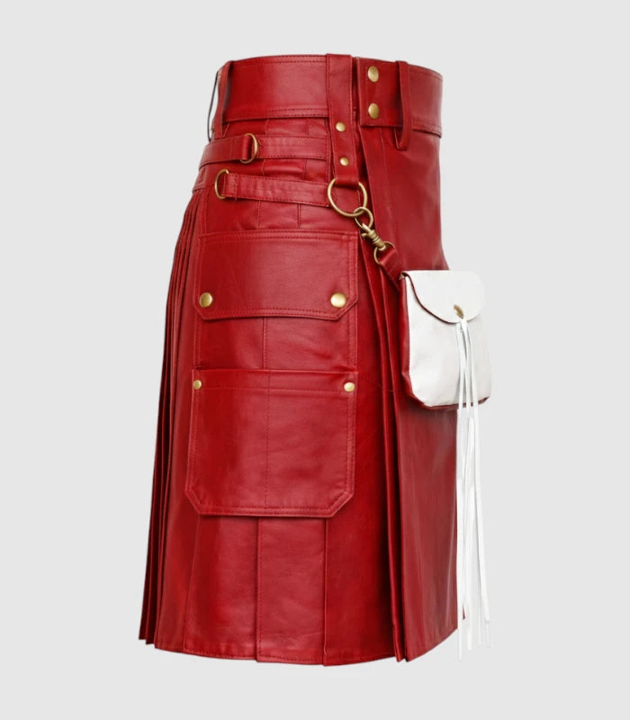 Red Leather Kilt Right Side