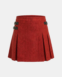 Red and Black Women Tweed Kilt Front 
