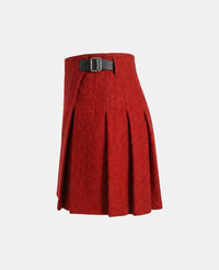 Red and Black Women Tweed Kilt Left Side