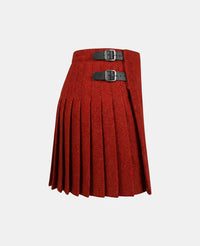 Red and Black Women Tweed Kilt Right Side