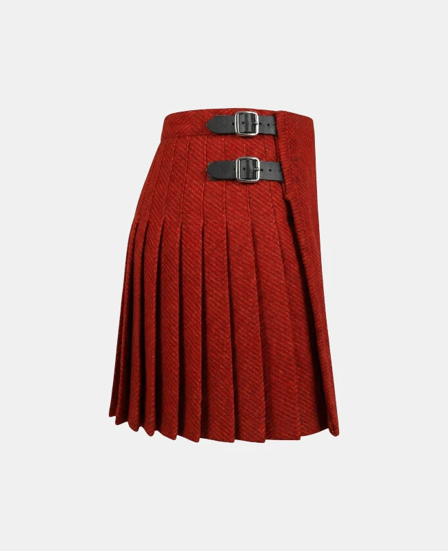 Red and Black Women Tweed Kilt Right Side