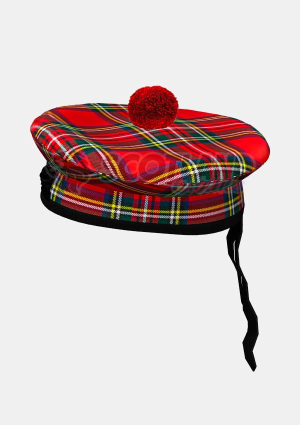 Royal Stewart Tartan Balmoral Hat Front Side