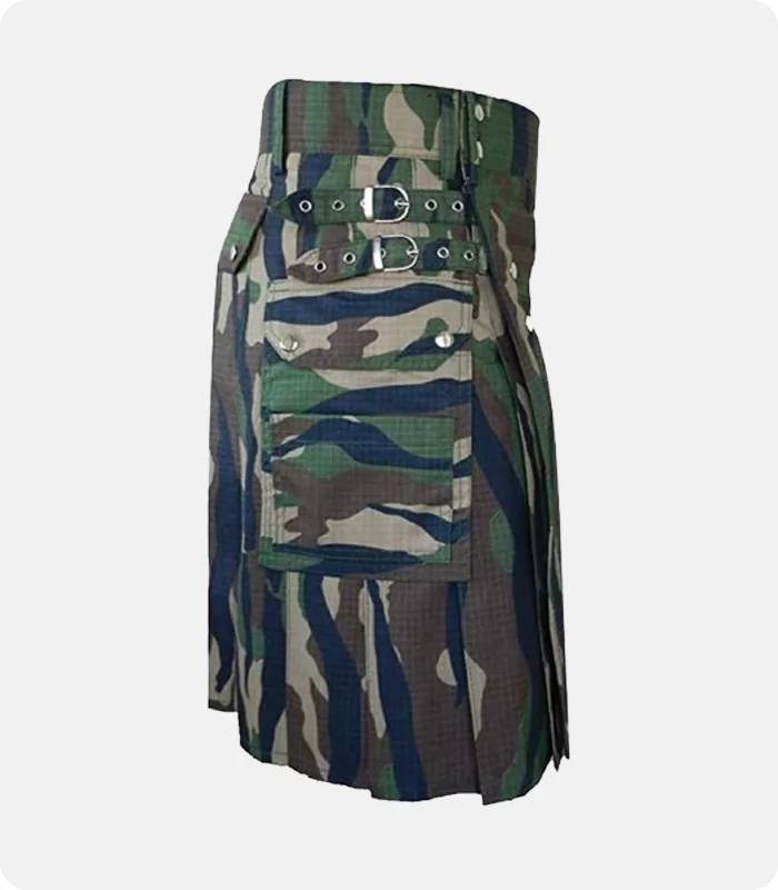 Stylish WoodLand Camouflage Tactical Kilt Side