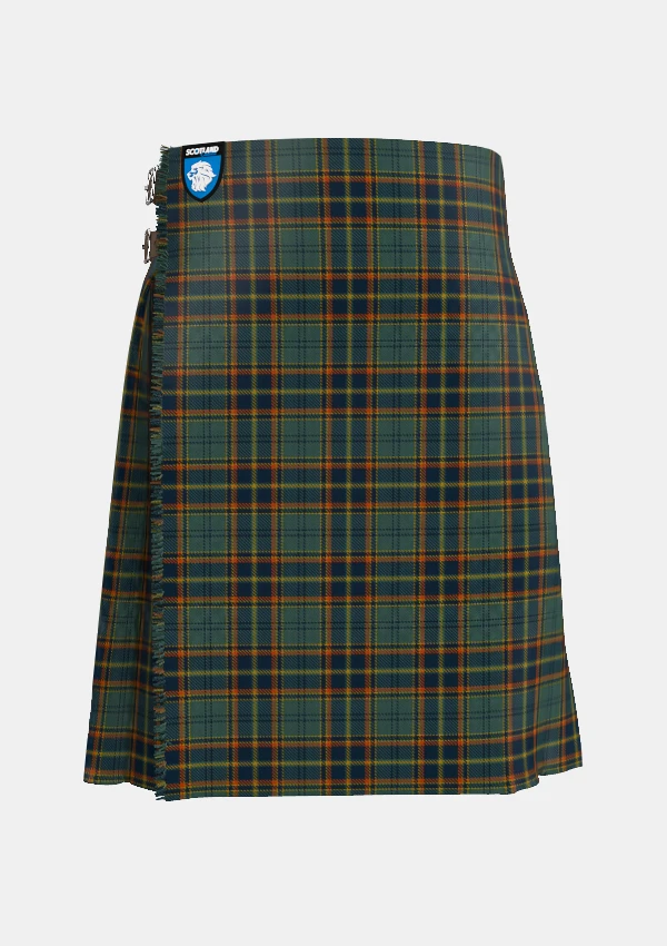 Traditional_Antrim_County_Tartan_kilt_front_image_with_pleated_design_and_adjustable_buckles_for_men