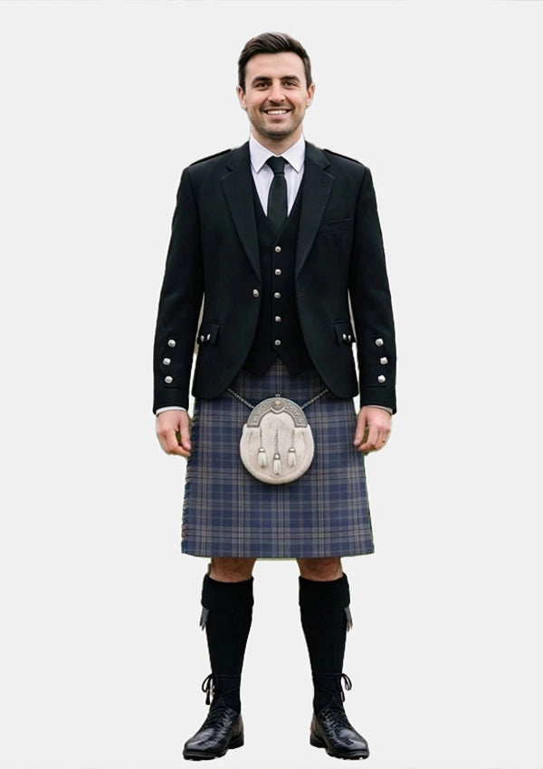 Traditional_Arran_Mist_tartan_11544_Kilt_and_Argyle_Jacket_Kilt_Outfits_front_image