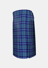 Traditional_Banff_and_Buchan_Tartan_kilt_left_image_with_pleated_design_and_adjustable_buckles_for_men