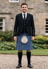 Traditional_Bannockbane_Light_Blue_tartan_27_Kilt_and_Argyle_Jacket_Kilt_Outfit_front_image