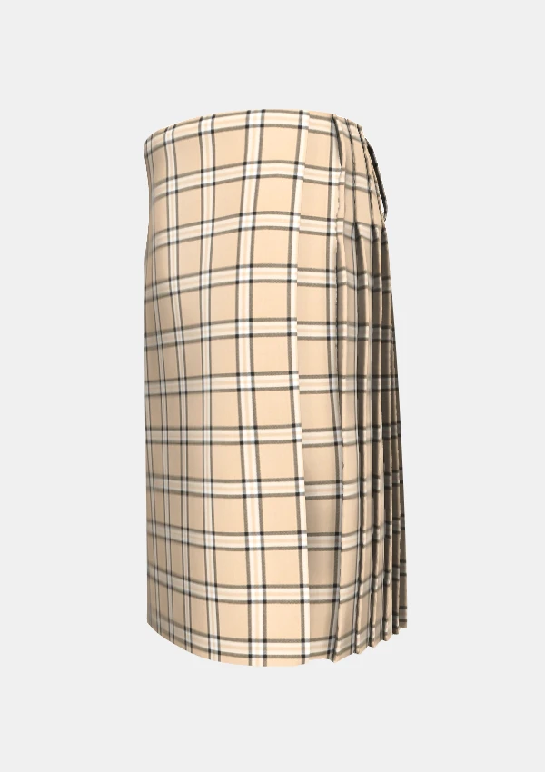 Traditional_Beige_tartan_kilt_left_image_with_pleated_design_and_adjustable_buckles_for_men