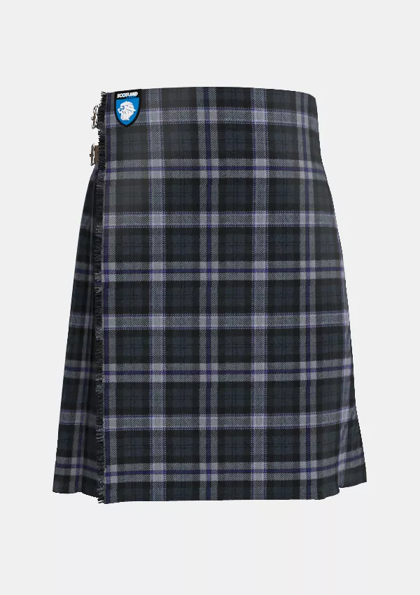 Traditional_Black_Scottish_National_Tartan_kilt_front_image_with_pleated_design_and_adjustable_buckles_for_men