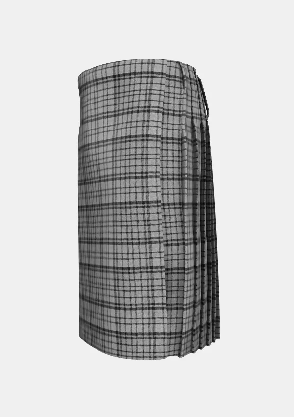 Traditional_Black_Shadow_Tartan_kilt_left_image_with_pleated_design_and_adjustable_buckles_for_men