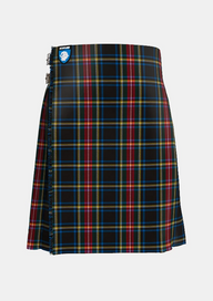 Traditional_Black_Stewart_tartan_front_image_with_pleated_design_and_adjustable_buckles_for_men