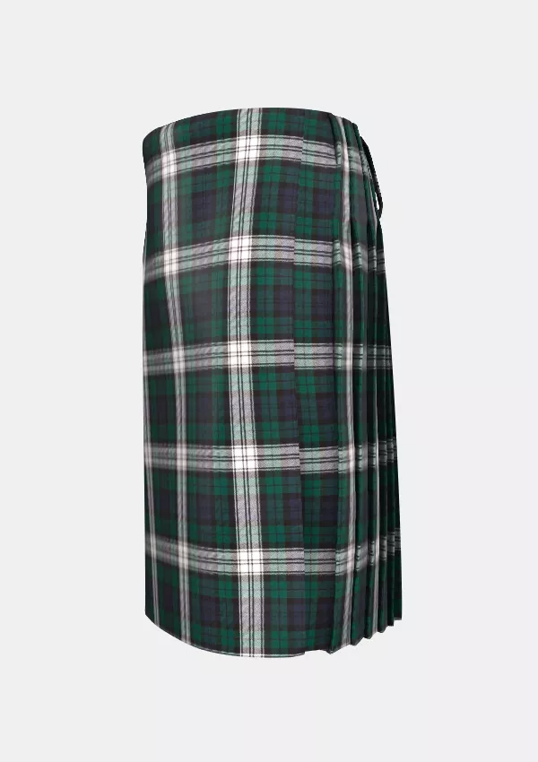 Traditional_Black_Watch_Dress_tartan_kilt_left_image_with_pleated_design_and_adjustable_buckles_for_men