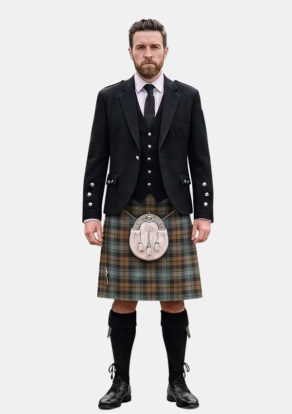 Traditional_Black_Watch_Weathered_Tartan_Kilt_and_Argyle_Jacket_Kilt_Outfits_front_image