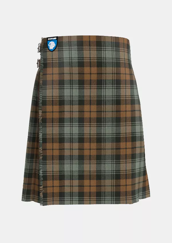 Traditional_Black_Watch_Weathered_Tartan_kilt_front_image_with_pleated_design_and_adjustable_buckles_for_men