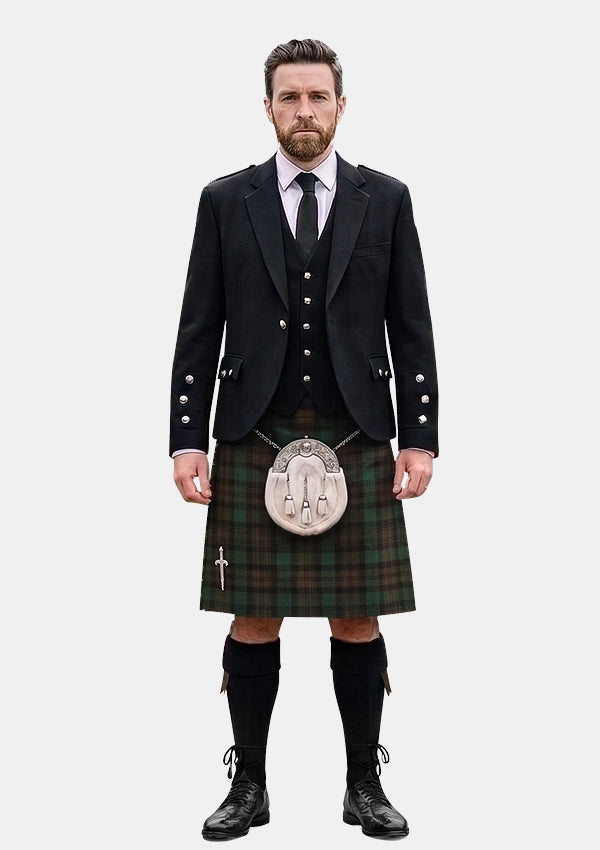 Traditional_Brown_Watch_Tartan_Kilt_and_Argyle_Jacket_Kilt_Outfits_front_image