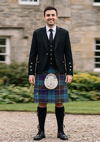 Traditional_Buchanan_Blue_Tartan_Kilt_and_Argyle_Jacket_Kilt_Outfit_front_image