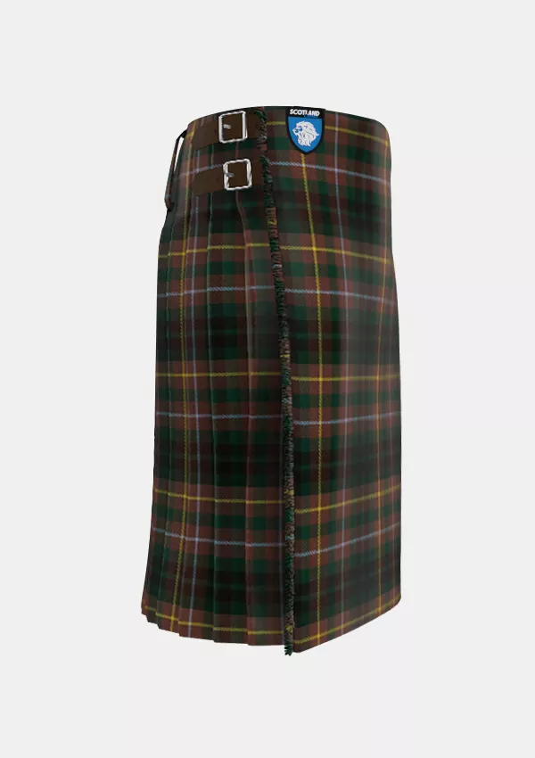 Traditional_Buchanan_Hunting_Modern_Tartan_kilt_right_image_with_pleated_design_and_adjustable_buckles_for_men