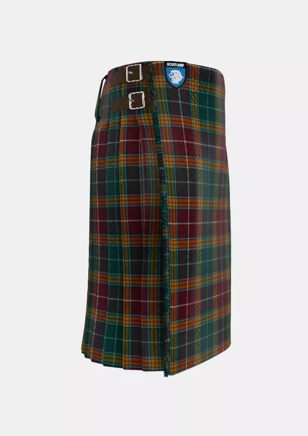 Traditional_Buchanan_Muted_Tartan_kilt_right_image_with_pleated_design_and_adjustable_buckles_for_men