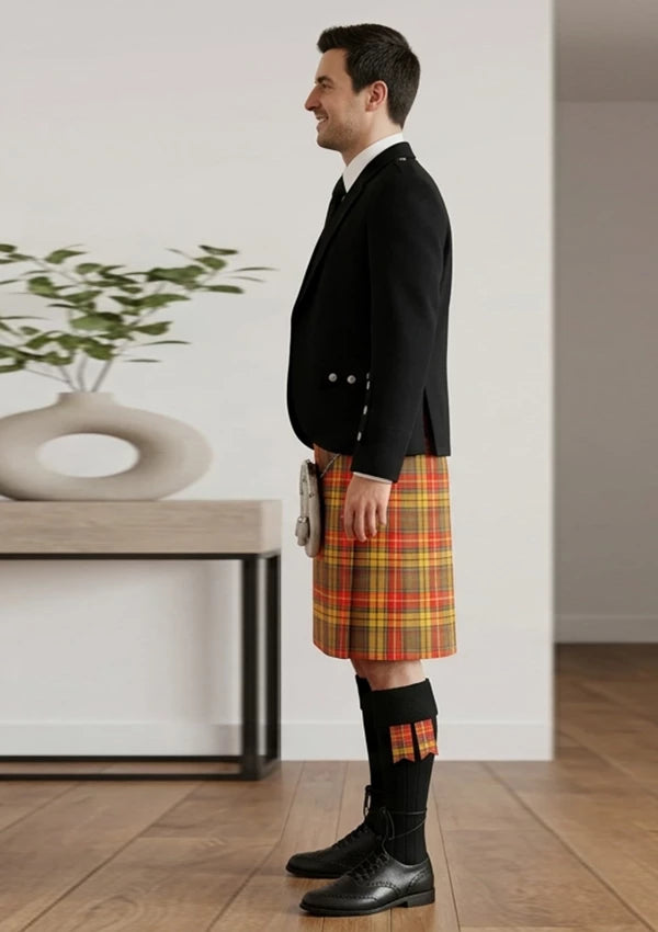 Traditional_Buchnan_Weathered_Tartan_Kilt_and_Argyle_Jacket_Kilt_Outfit_left_image