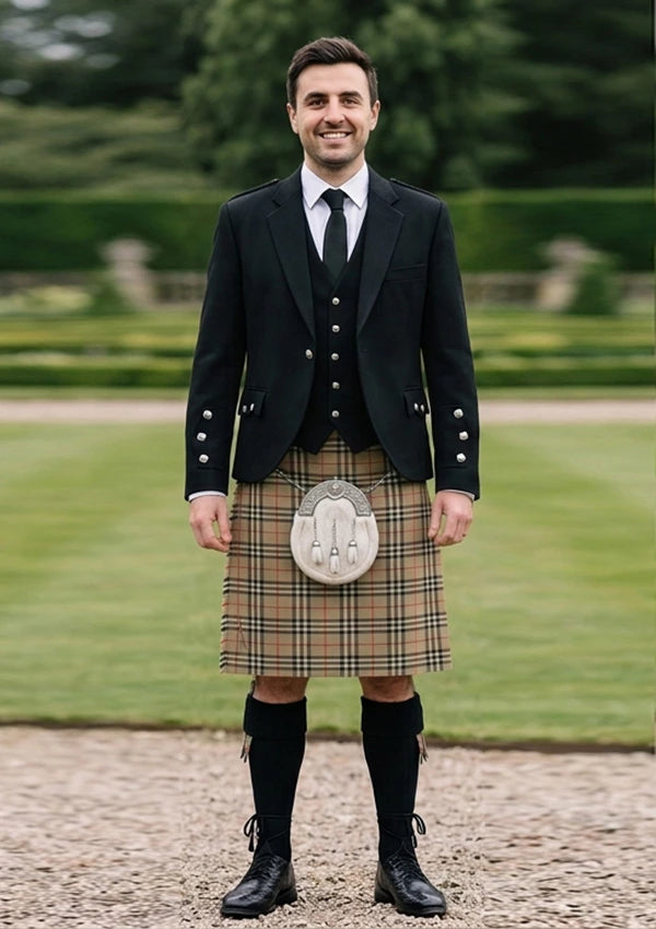 Traditional_Burberry_tartan_1239_Kilt_and_Argyle_Jacket_Kilt_Outfit_front_image