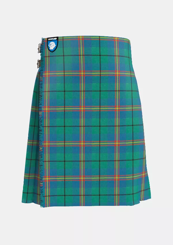 Traditional_Carmichael_Ancient_Tartan_kilt_front_image_with_pleated_design_and_adjustable_buckles_for_men