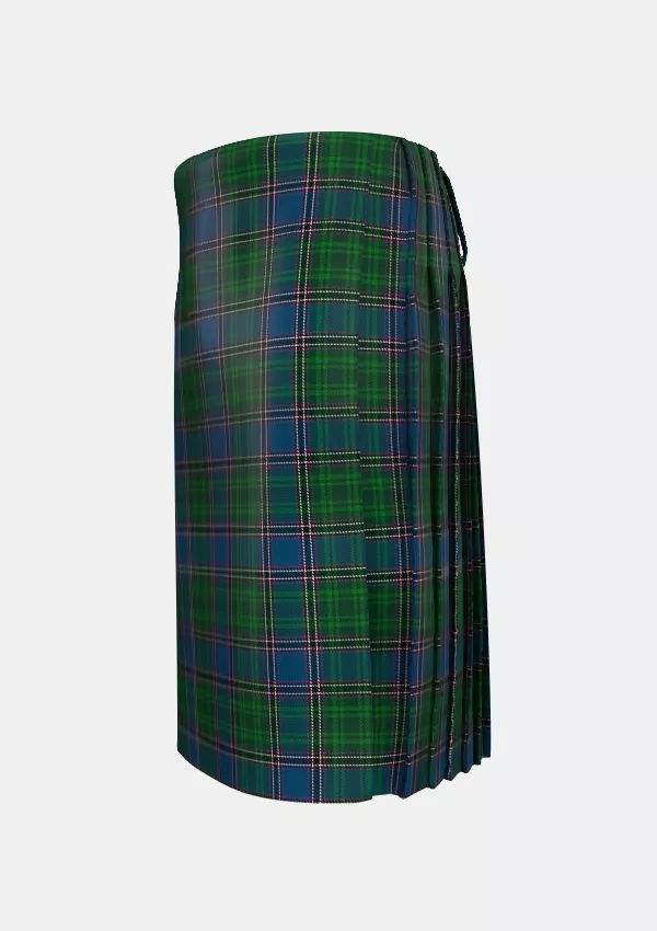 Traditional_Carson_of_Rusco_Tartan_3256_kilt_left_image_with_pleated_design_and_adjustable_buckles_for_men