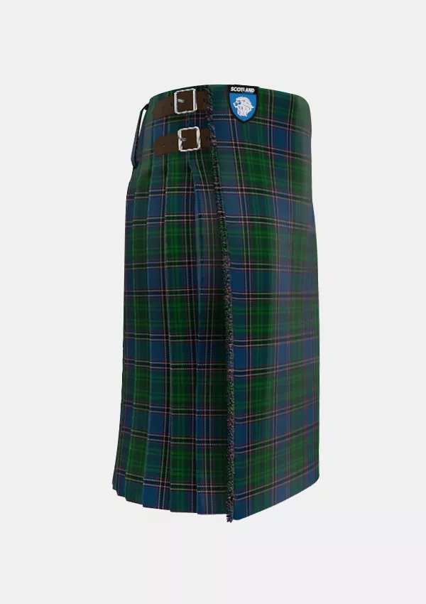 Traditional_Carson_of_Rusco_Tartan_3256_kilt_right_image_with_pleated_design_and_adjustable_buckles_for_men