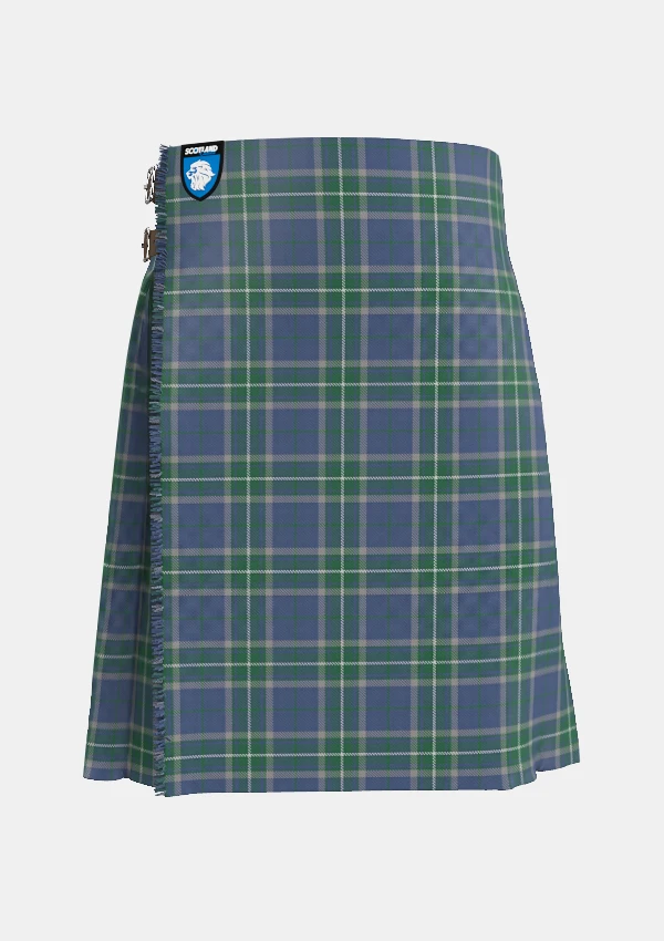 Traditional_Chambers_Bay_Tartan_kilt_front_image_with_pleated_design_and_adjustable_buckles_for_men