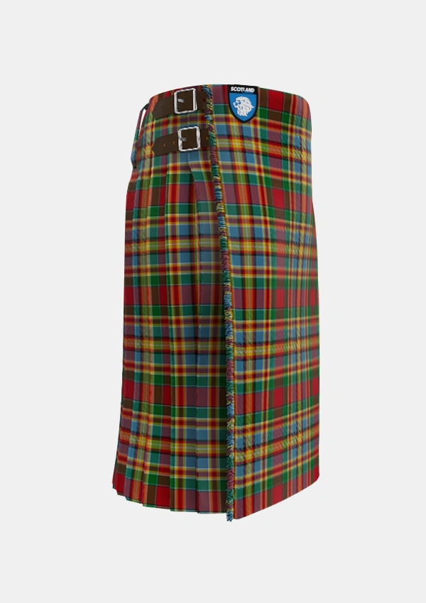 Traditional_Chattan_Chief_of_Clan_Tartan_1852_kilt_right_image_with_pleated_design_and_adjustable_buckles_for_men