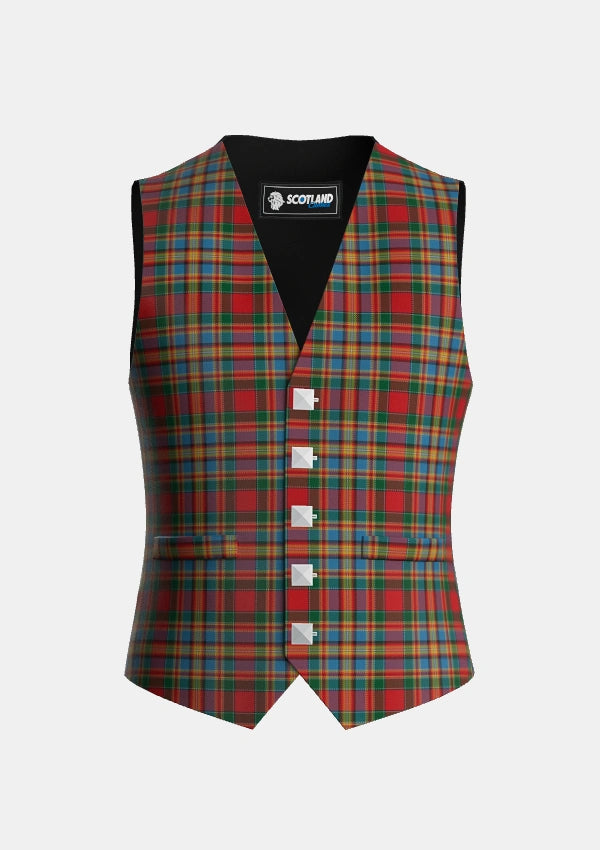 Traditional_Chattan_brown_stripe_variation_Tartan_1620_Waistcoat_front_image