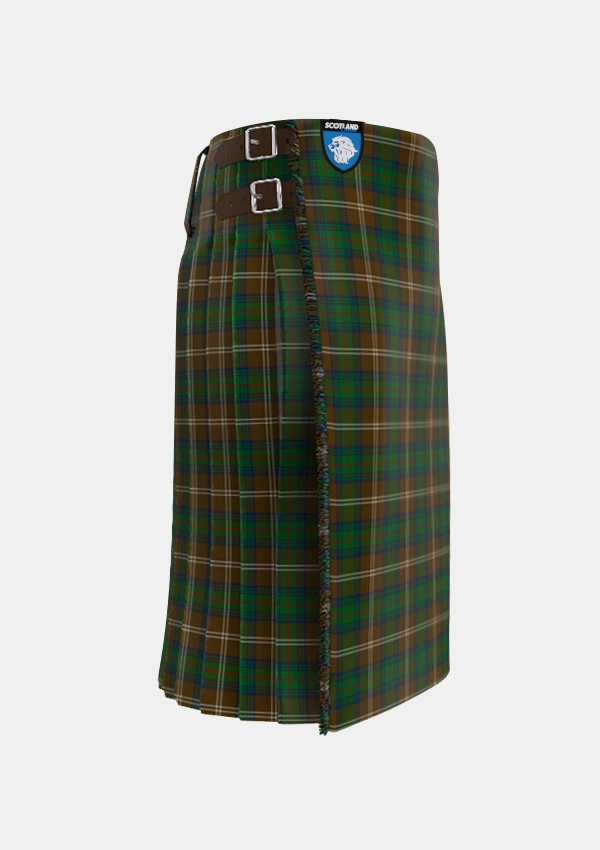 Traditional_Chisholm_Hunting_Tartan_1458_kilt_right_image_with_pleated_design_and_adjustable_buckles_for_men