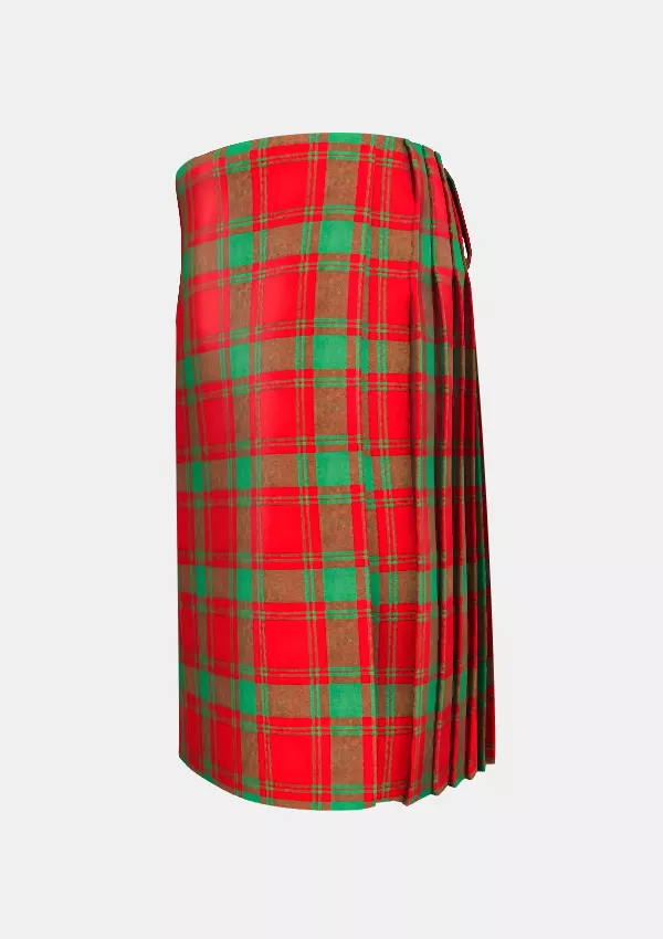 Traditional_Clan_MacQuarrie_Tartan_kilt_left_image_with_pleated_design_and_adjustable_buckles_for_men