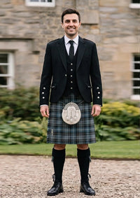 Traditional_Clarke_Ancient_tartan_633_Kilt_and_Argyle_Jacket_Kilt_Outfit_front_image