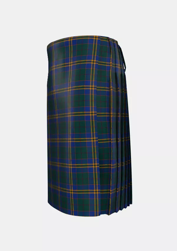 Traditional_County_Kilkenny_Tartan_kilt_left_image_with_pleated_design_and_adjustable_buckles_for_men