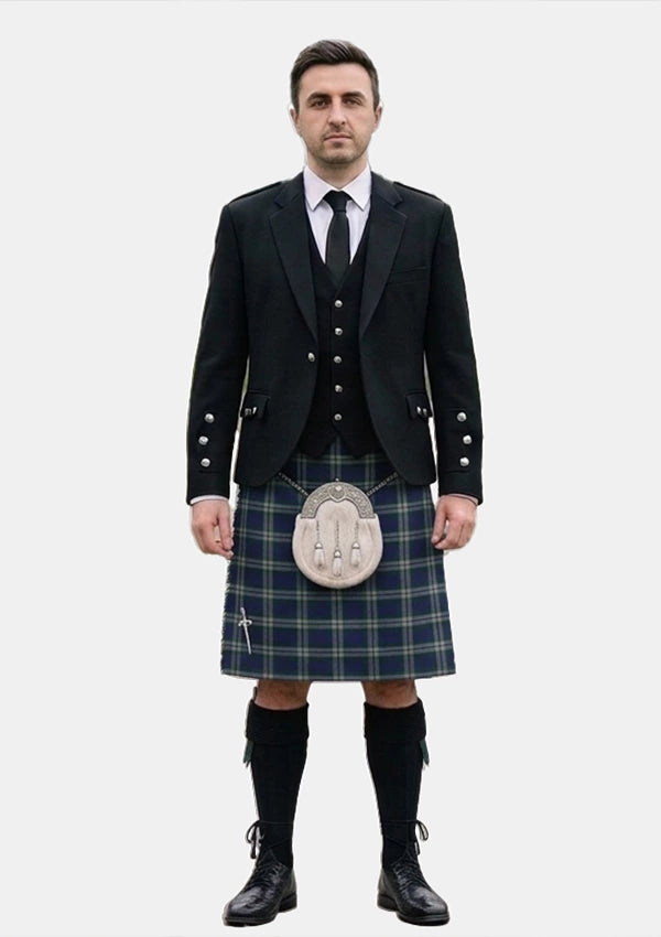 Traditional_Crombie_House_Check_Tartan_2302_Kilt_and_Argyle_Jacket_Kilt_Outfits_front_image