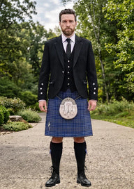 Traditional_Cummins_Royal_Blue_Tartan_Kilt_and_Argyle_Jacket_Kilt_Outfit_front_image