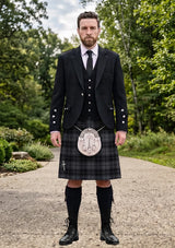 Traditional_Dark_Grey_Highlander_Tartan_Kilt_and_Argyle_Jacket_Kilt_Outfit_front_image
